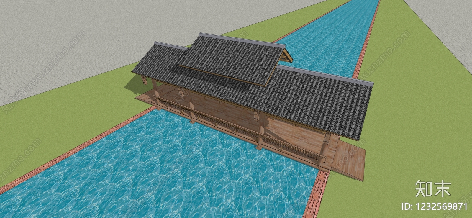 中式古建景观桥SU模型下载【ID:1232569871】