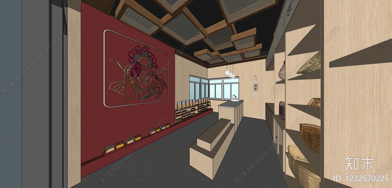 新中式茶叶店SU模型下载【ID:1232570225】