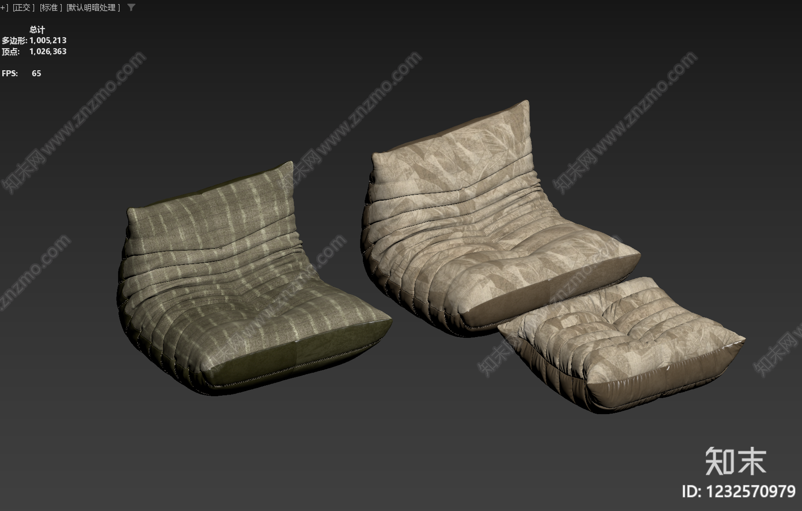 现代单人沙发3D模型下载【ID:1232570979】