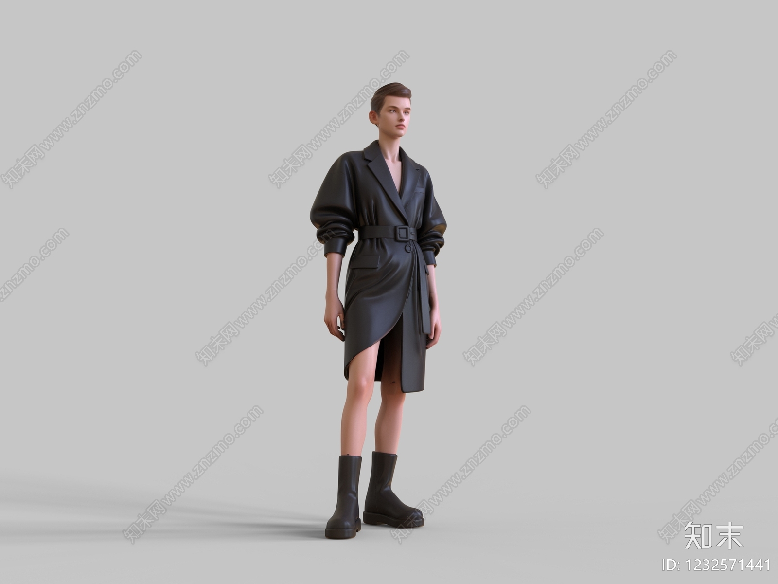 极简男人3D模型渲染效果图
