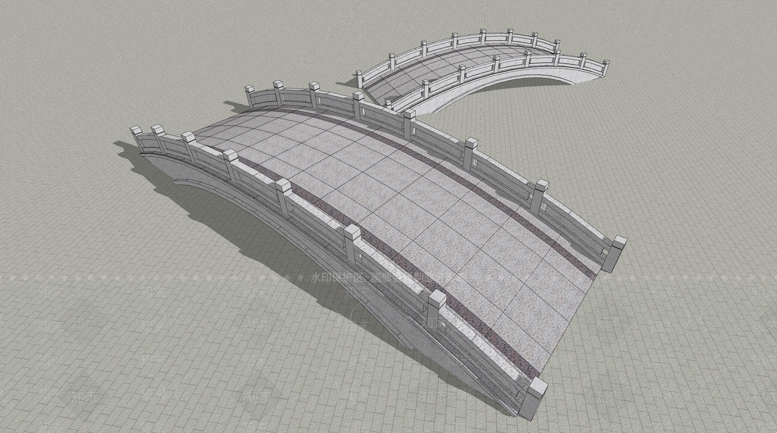 中式古建景观桥SU模型下载【ID:1232576589】