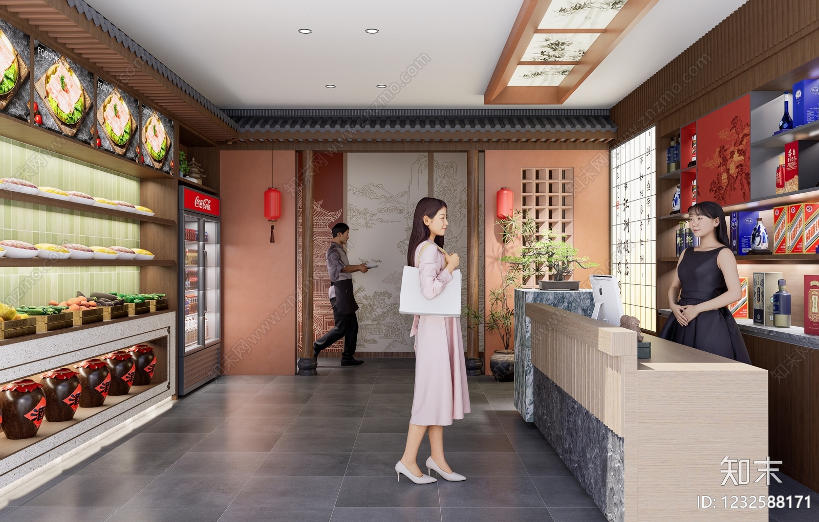 新中式中餐厅SU模型下载【ID:1232588171】