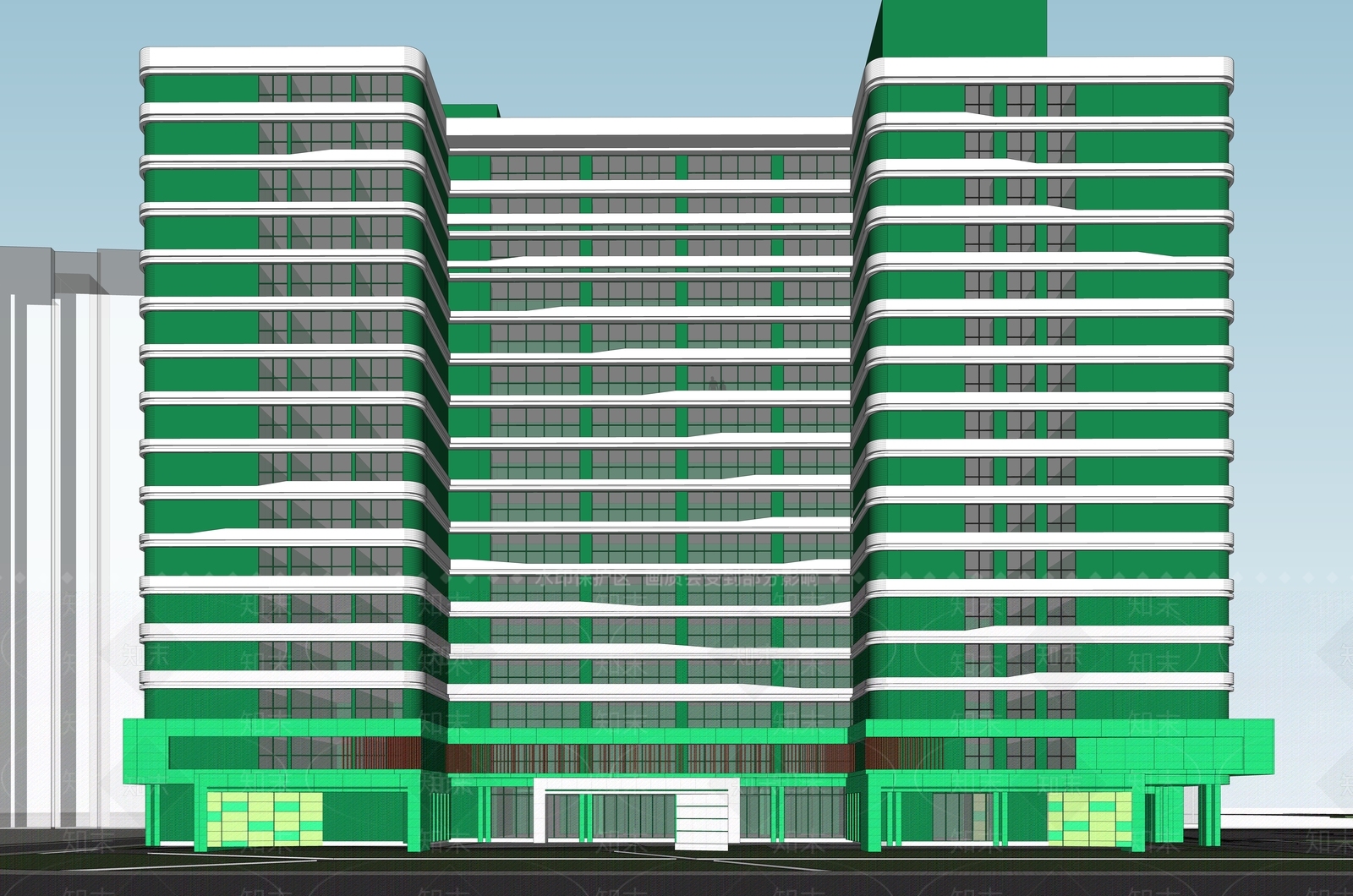 现代主义小高层住宅楼SU模型草图