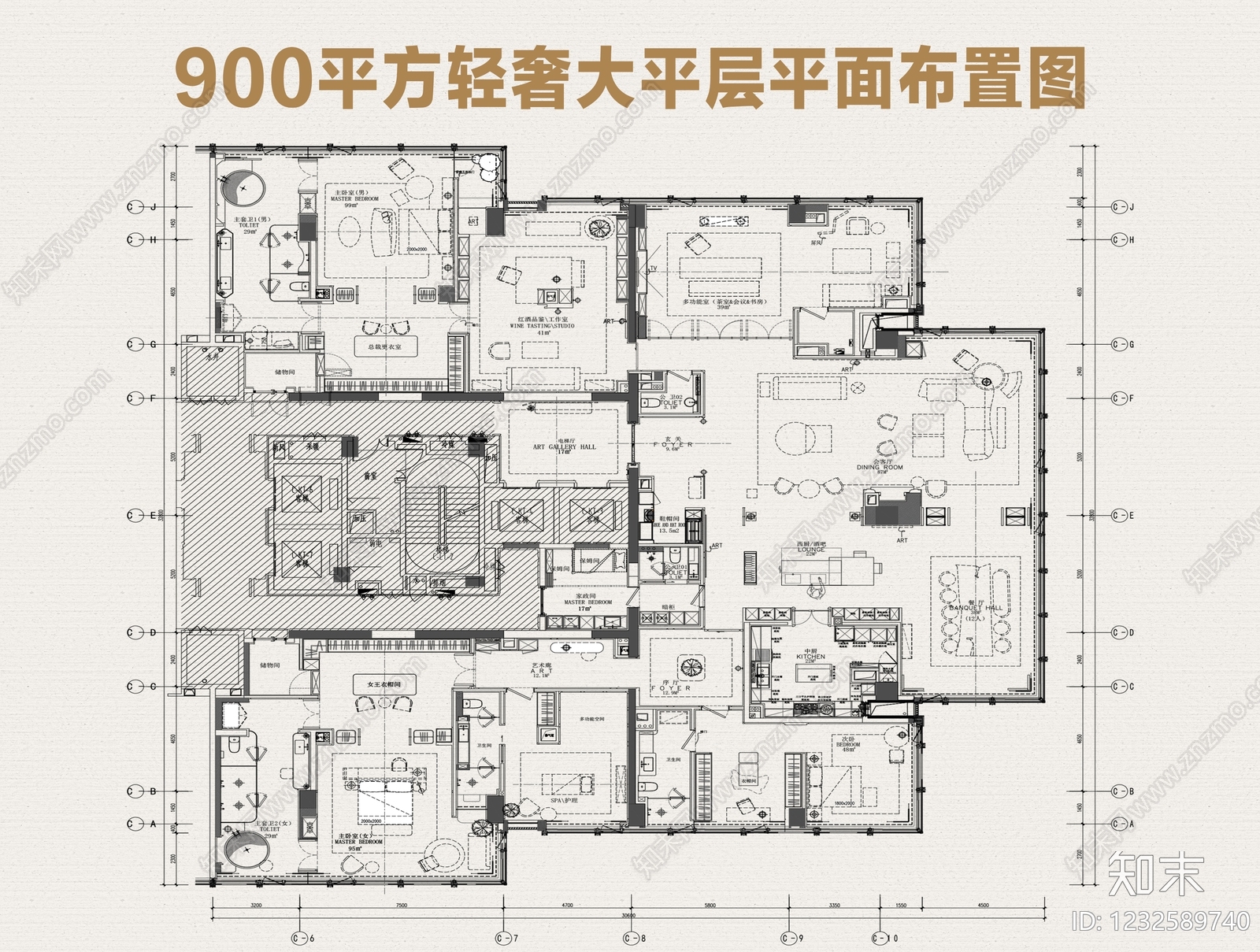 超大型平层cad施工图下载【ID:1232589740】