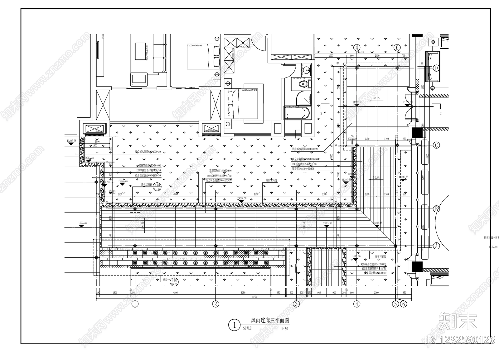 小区廊架cad施工图下载【ID:1232590126】