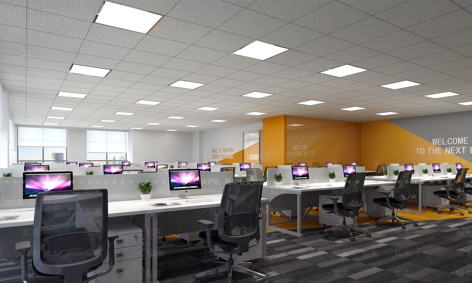 现代简约办公区3D模型下载【ID:1232591503】