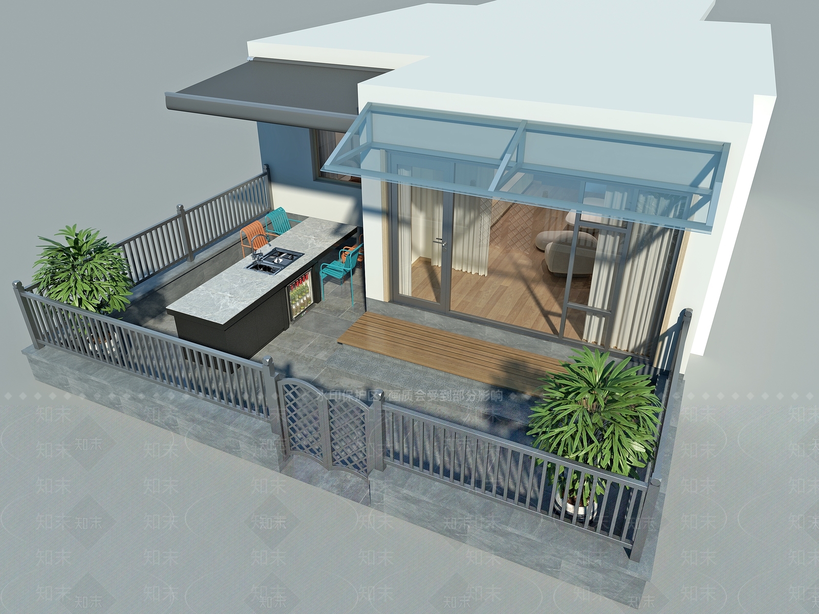 现代庭院3D模型下载【ID:1232592288】