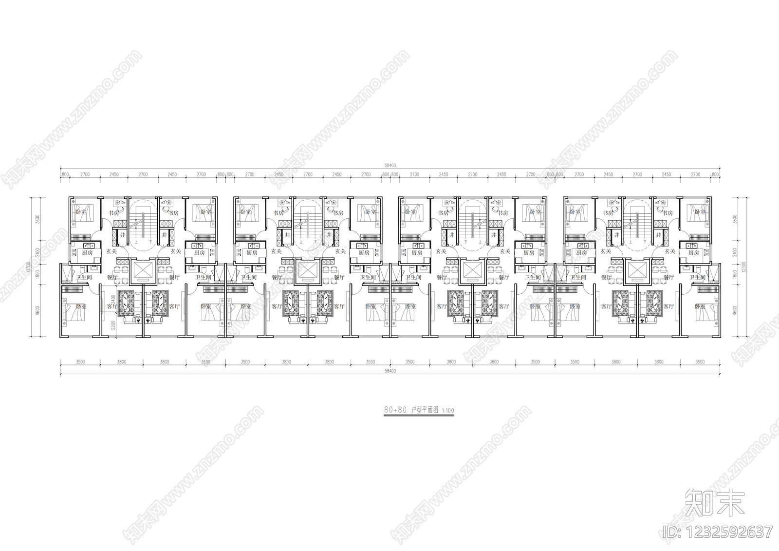 住宅楼建筑cad施工图下载【ID:1232592637】