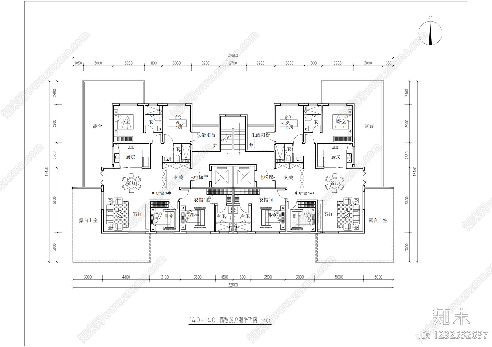 住宅楼建筑cad施工图下载【ID:1232592637】