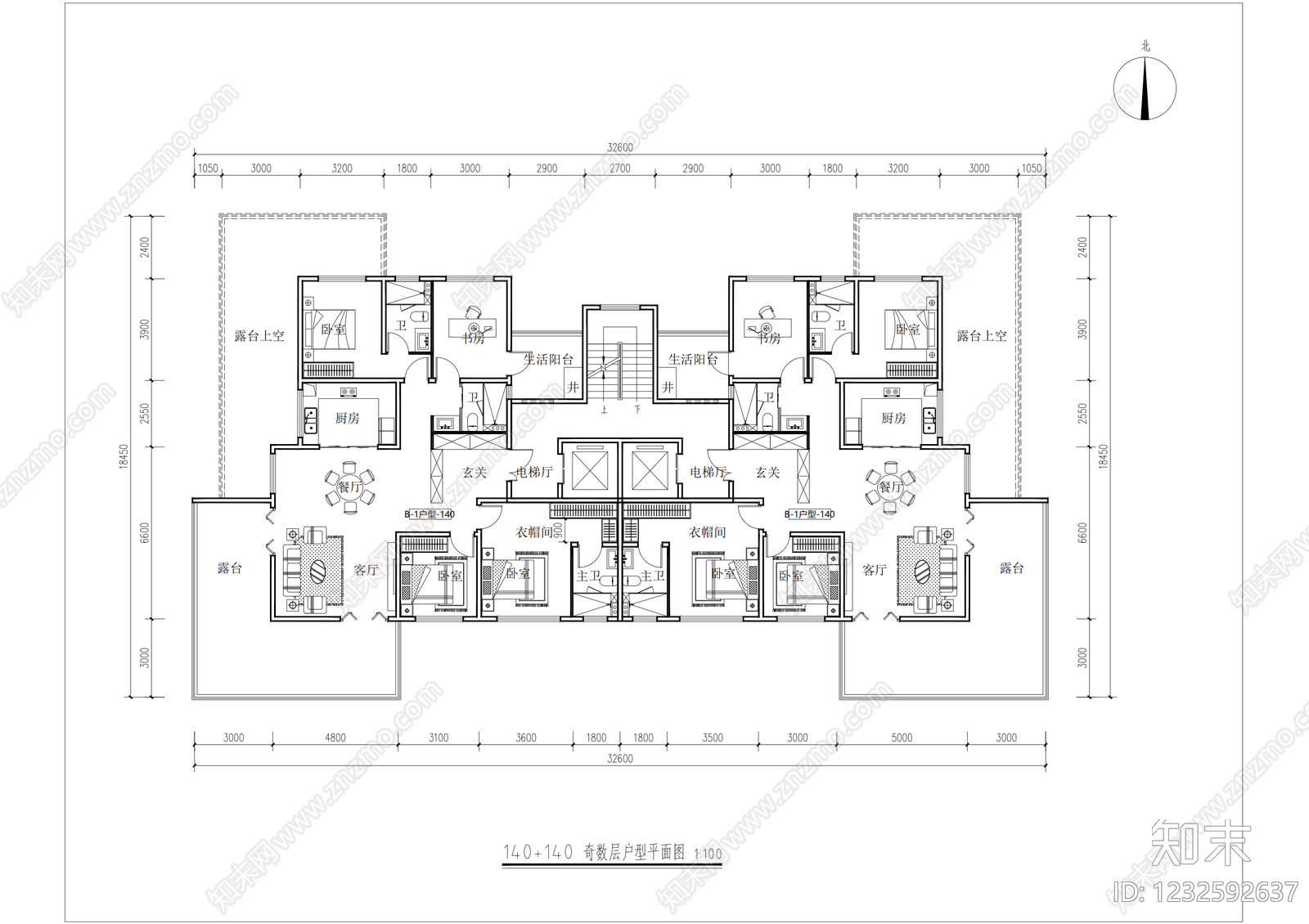 住宅楼建筑cad施工图下载【ID:1232592637】