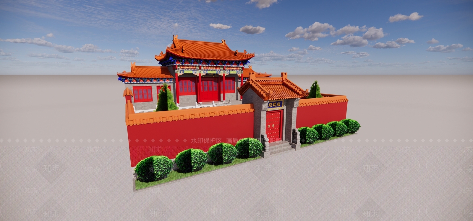 中式古建寺庙建筑SU模型下载【ID:1232594115】