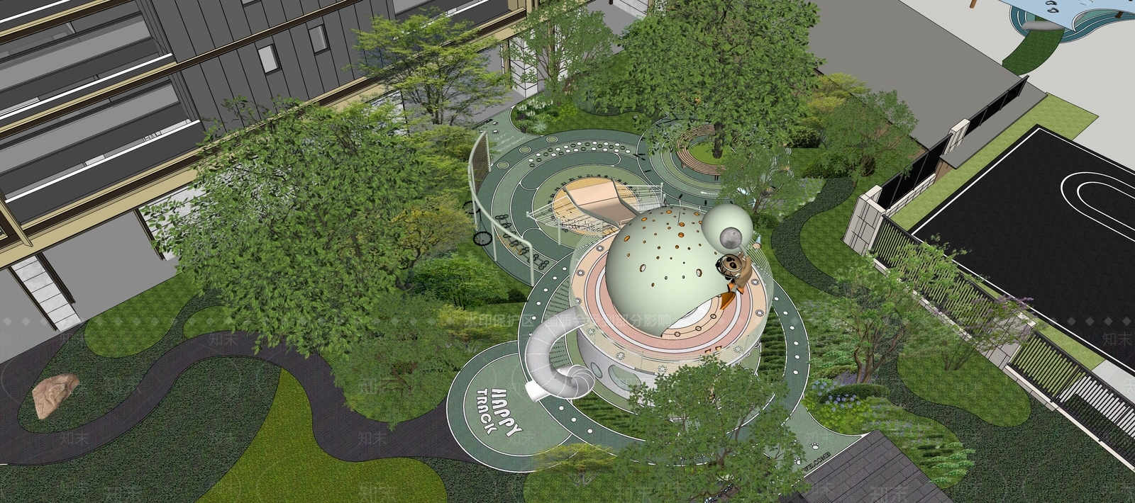 现代儿童游乐空间SU模型下载【ID:1232594153】