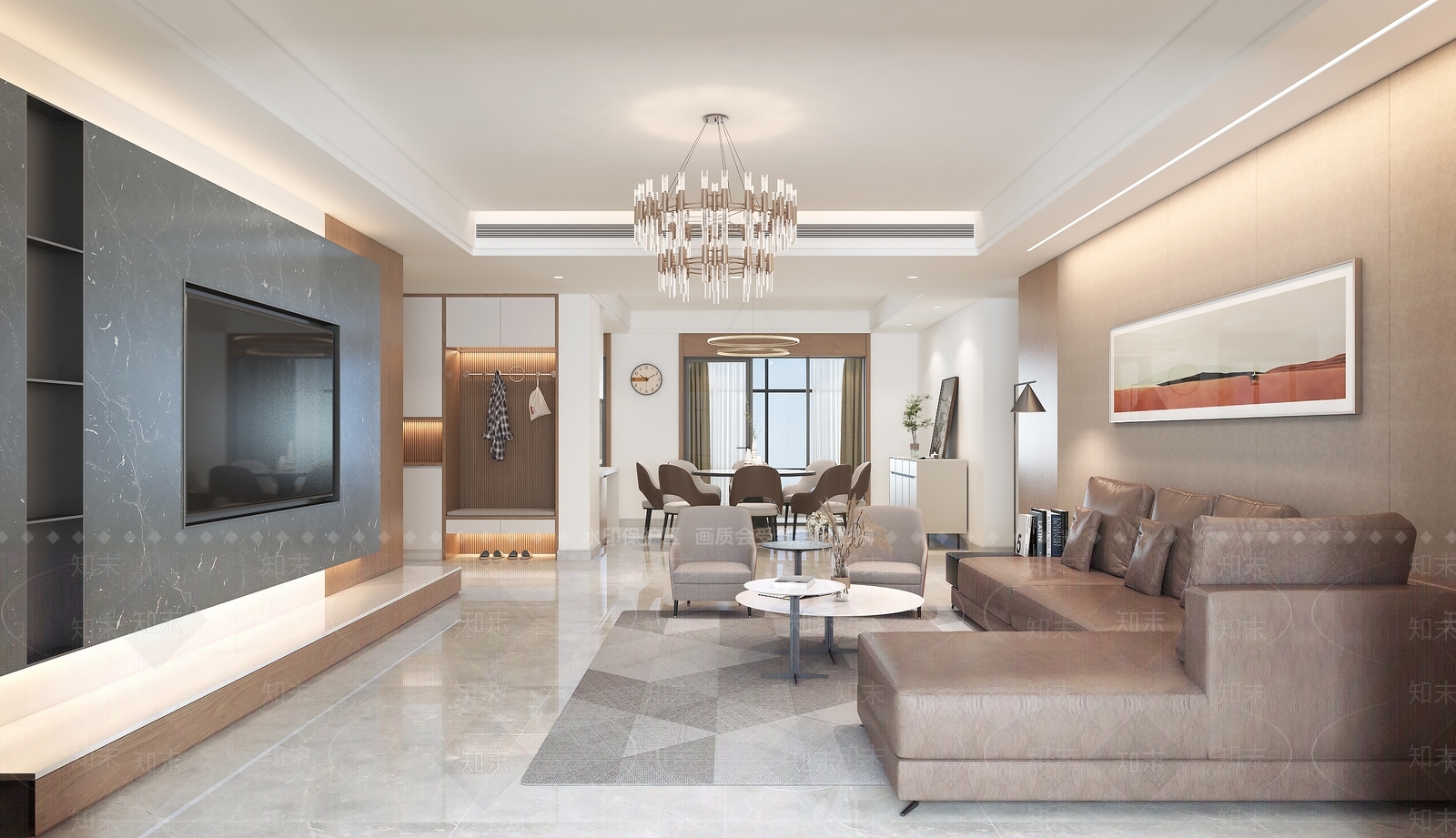 现代简约客餐厅3D模型下载【ID:1232594660】