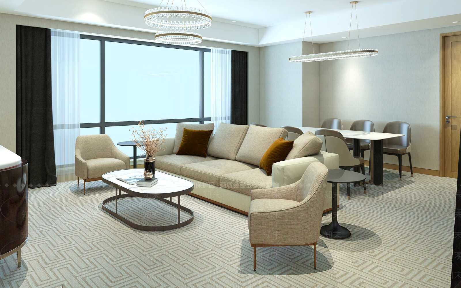 现代简约酒店客房3D模型下载【ID:1232595864】