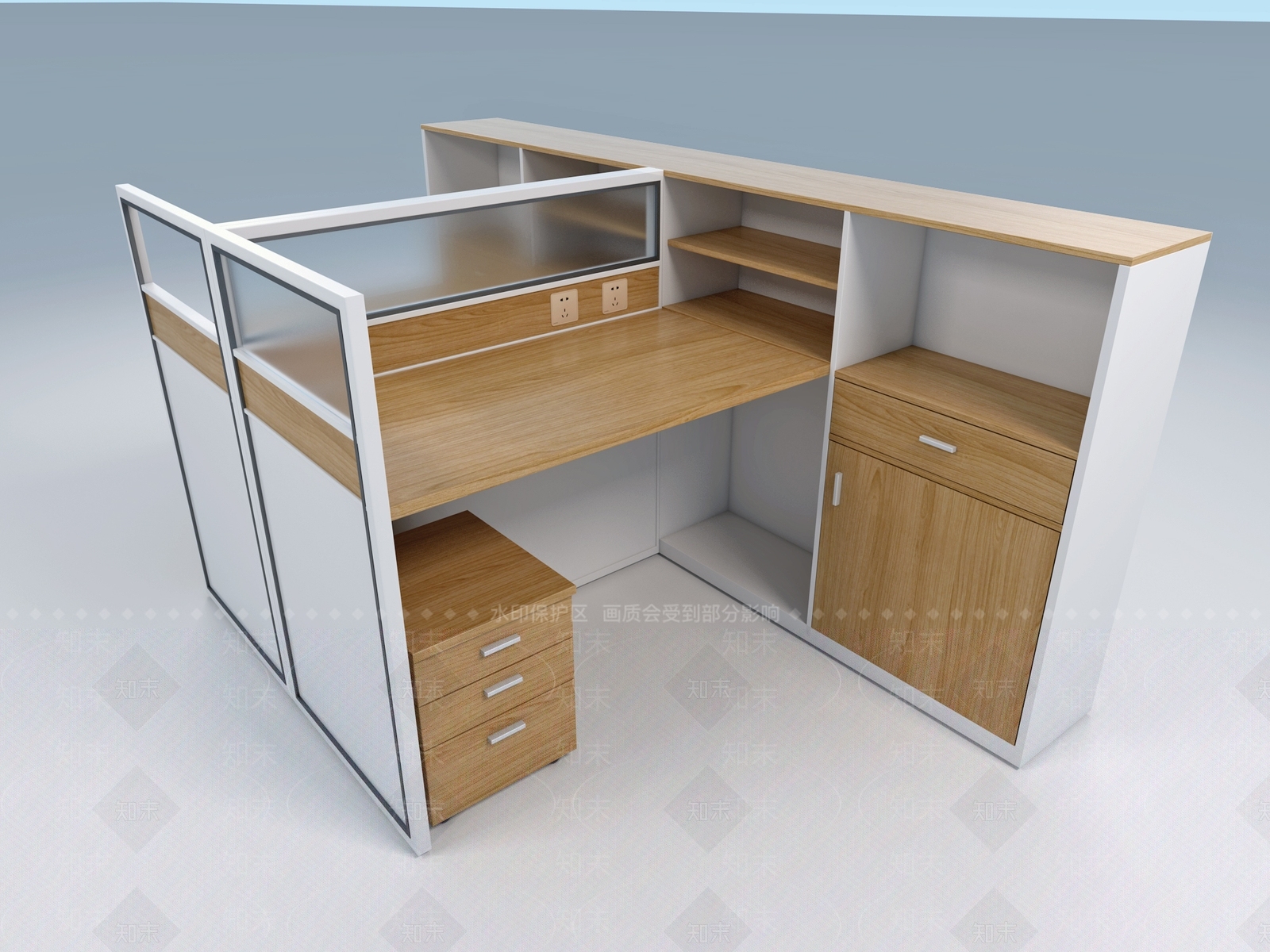 现代简约办公桌3D模型下载【ID:1232598401】