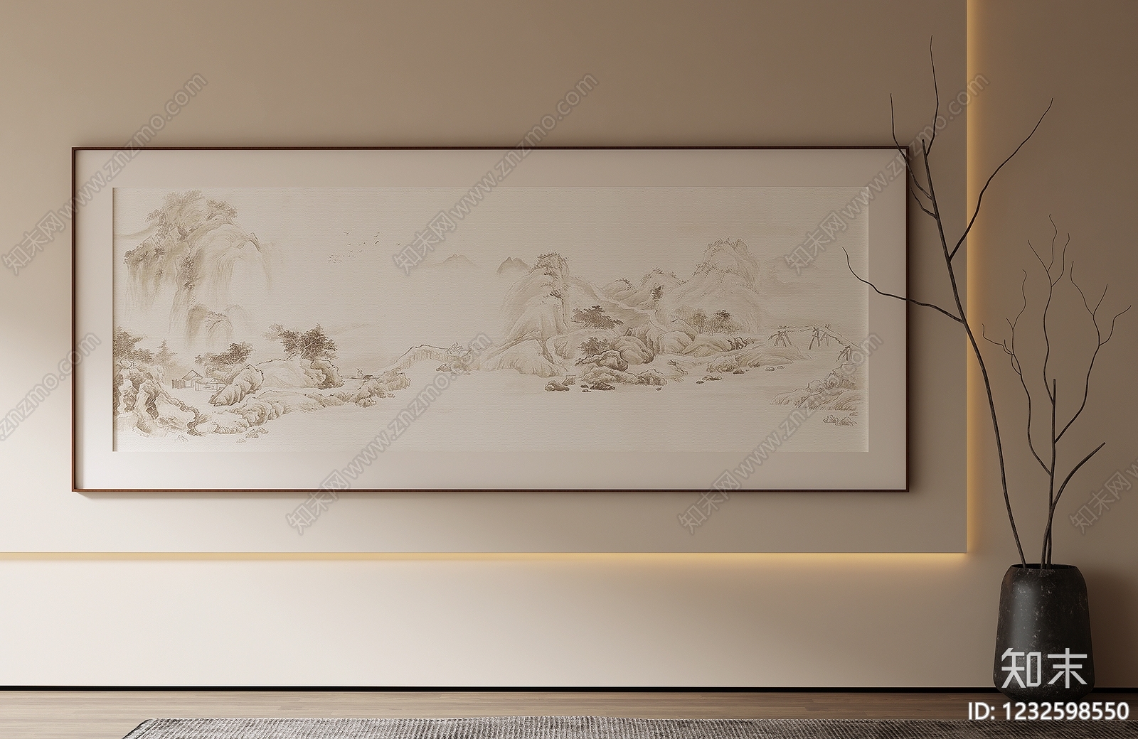 新中式山水画SU模型下载【ID:1232598550】