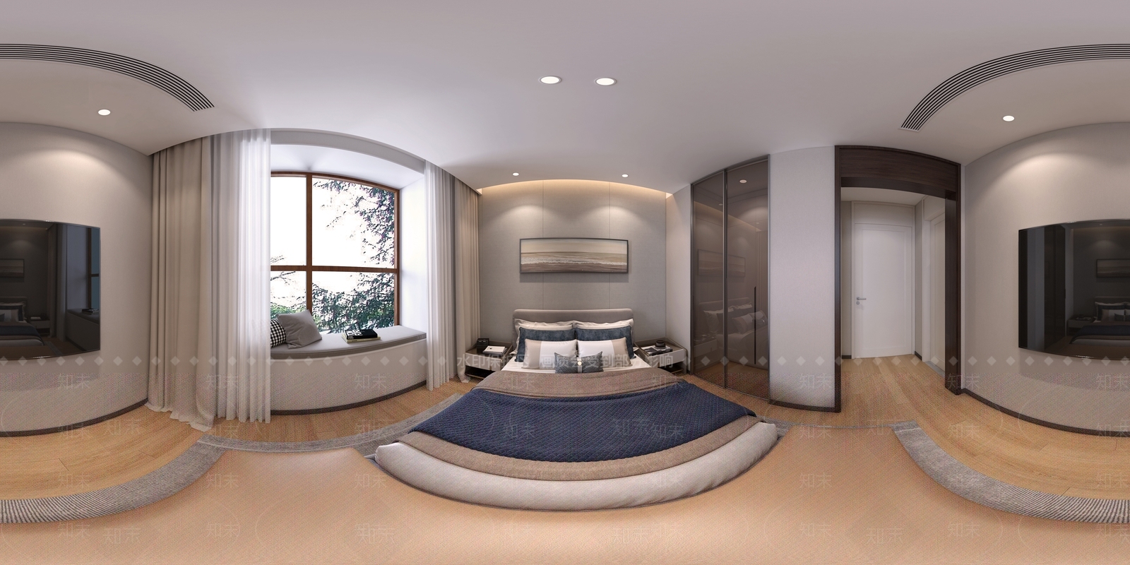 现代简约次卧3D模型下载【ID:1232601146】