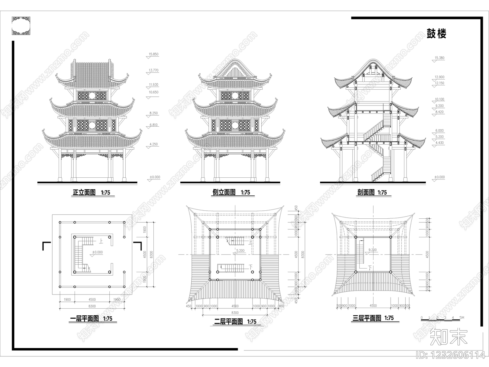 205套古建筑寺庙大雄宝殿佛塔楼阁牌坊牌楼仿古建筑CAD施工图cad施工图下载【ID:1232606114】