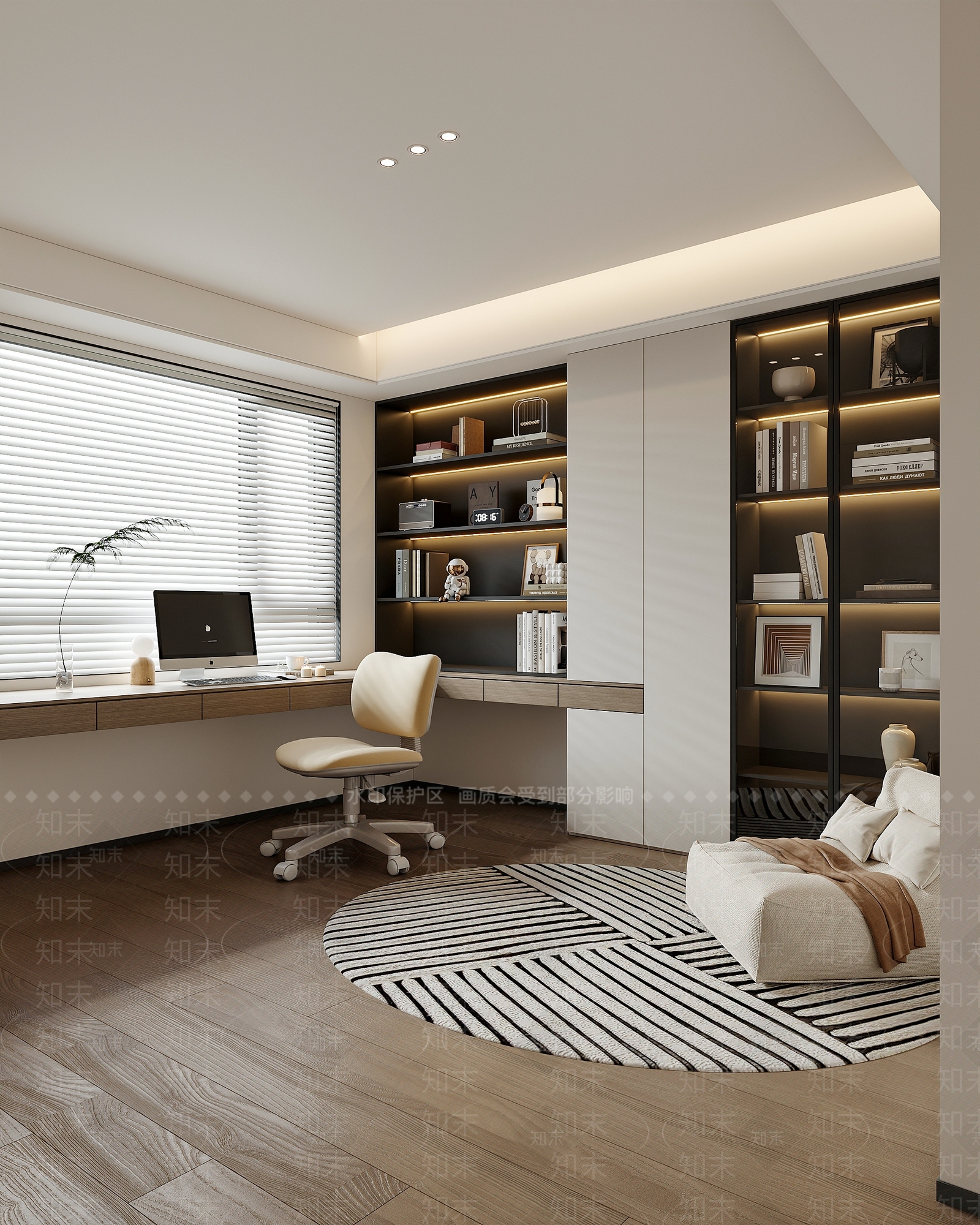 现代简约书房3D模型下载【ID:1232609045】