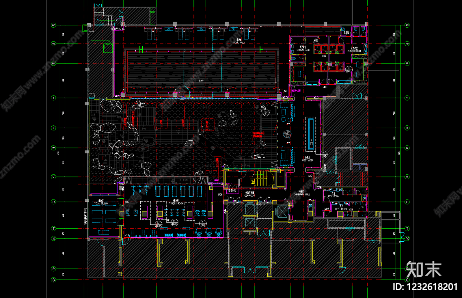 会所cad施工图下载【ID:1232618201】