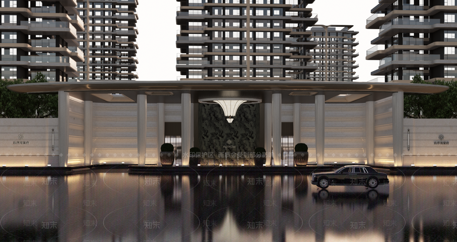 轻奢小区景观SU模型下载【ID:1232629586】