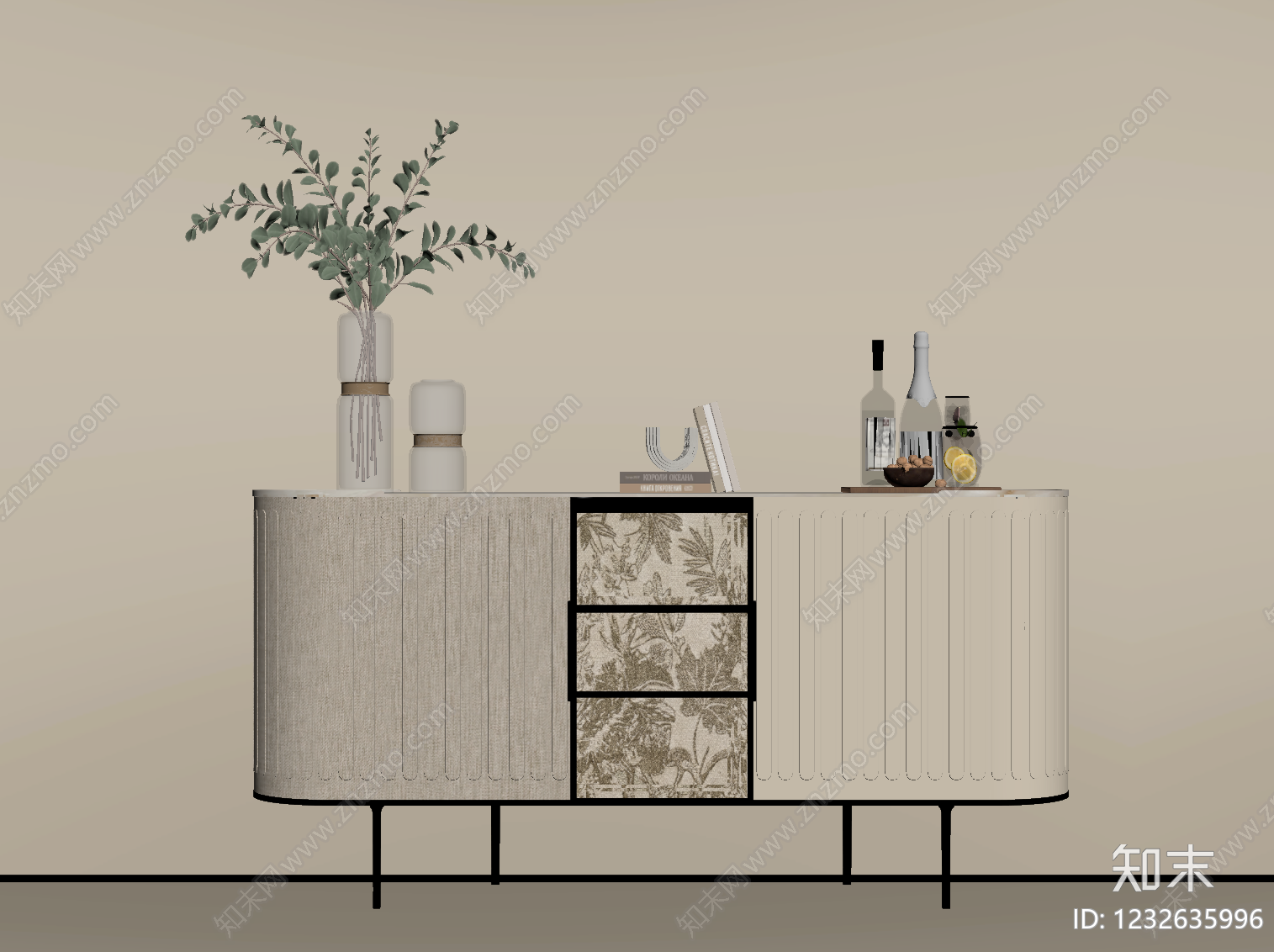 轻奢餐边柜SU模型下载【ID:1232635996】