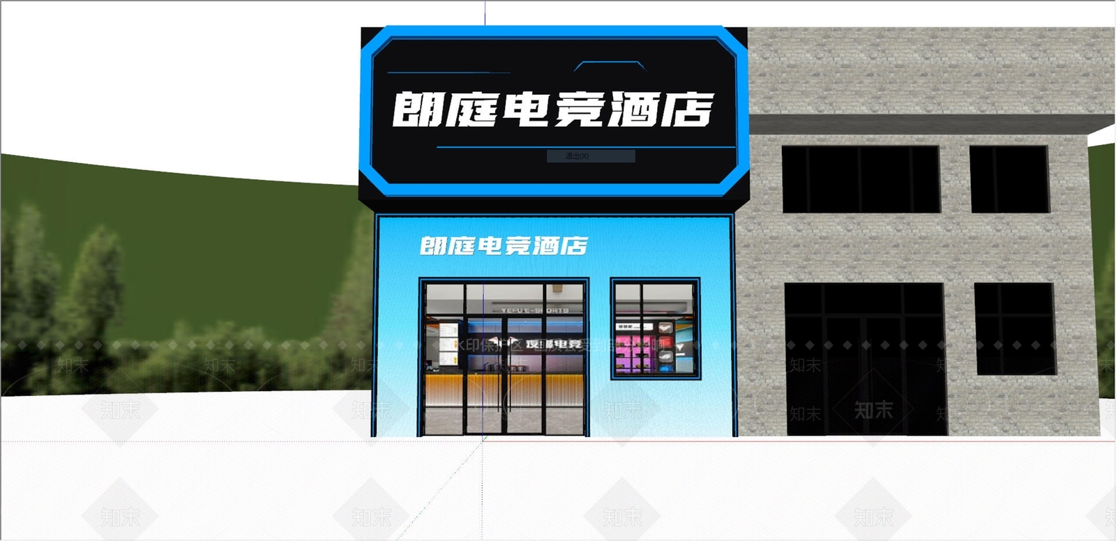 赛博朋克风门头SU模型下载【ID:1232636449】