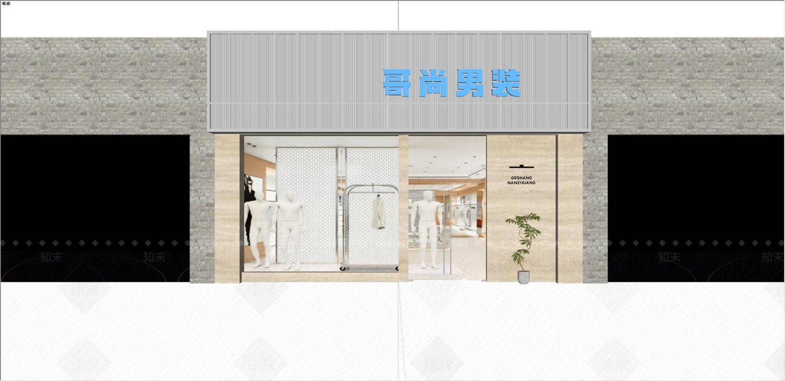 现代简约门头SU模型下载【ID:1232636759】