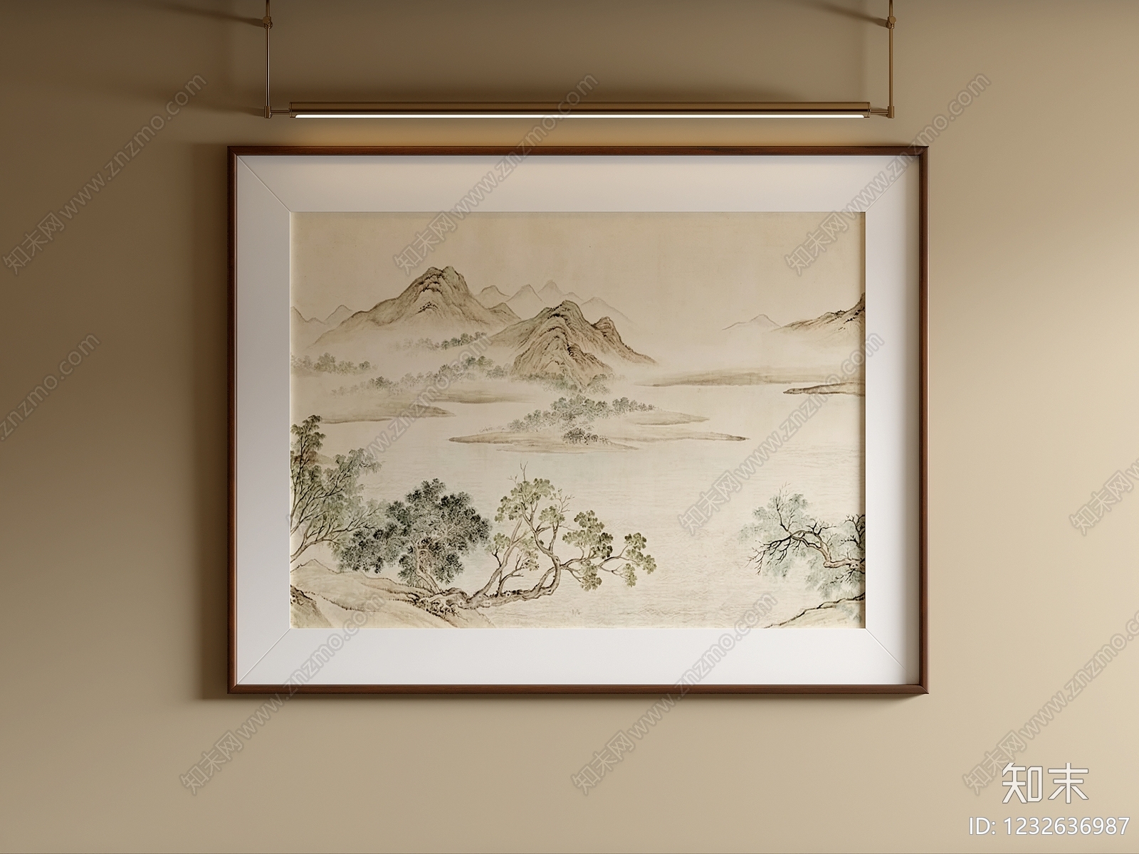 新中式山水画SU模型下载【ID:1232636987】