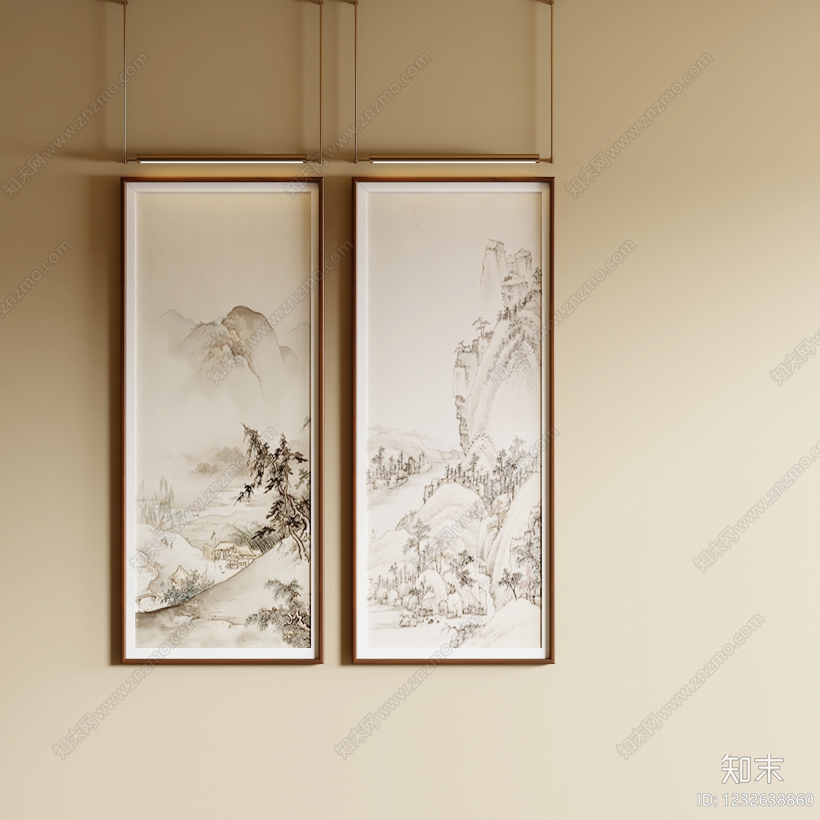 中古风山水画SU模型下载【ID:1232638860】