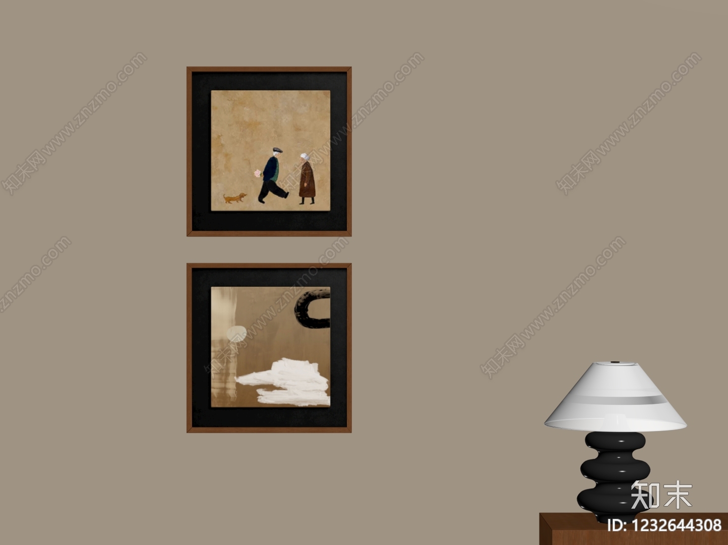 中古风挂画组合SU模型下载【ID:1232644308】
