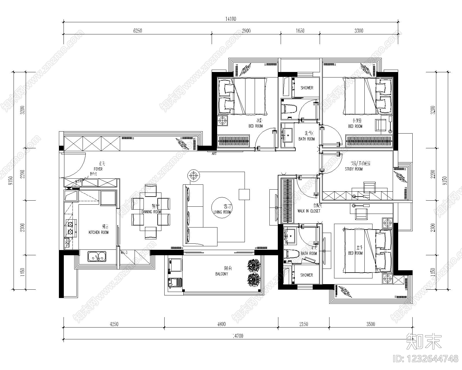 大平层cad施工图下载【ID:1232644748】