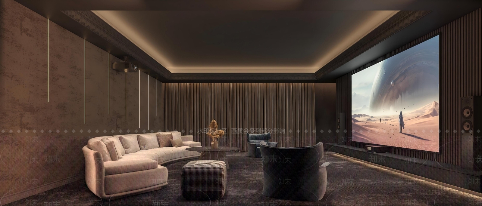 意式极简影音室3D模型下载【ID:1232644853】