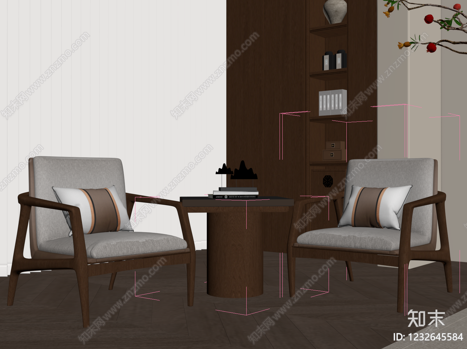 新中式休闲桌椅SU模型下载【ID:1232645584】