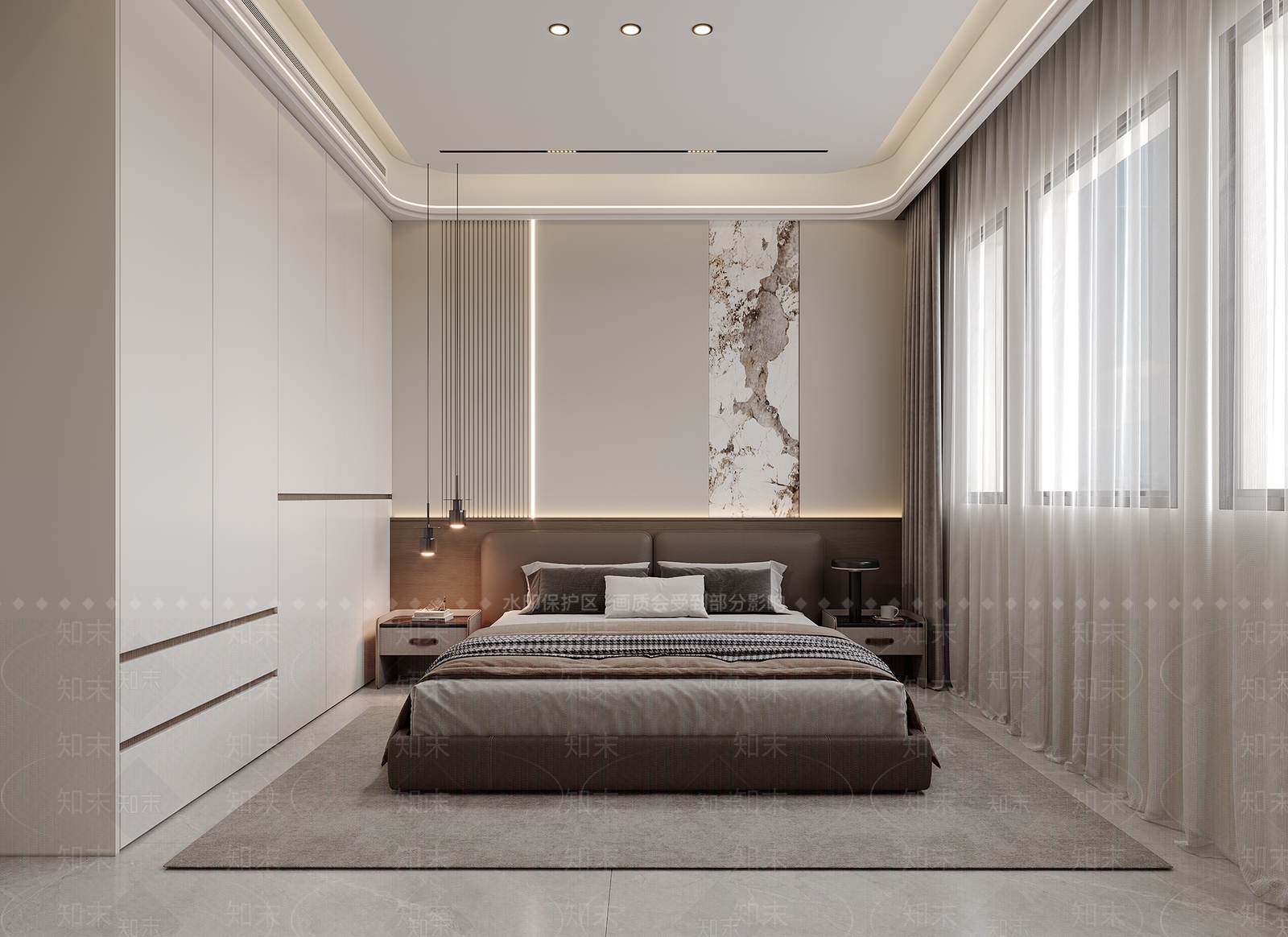 现代简约主卧3D模型下载【ID:1232646237】