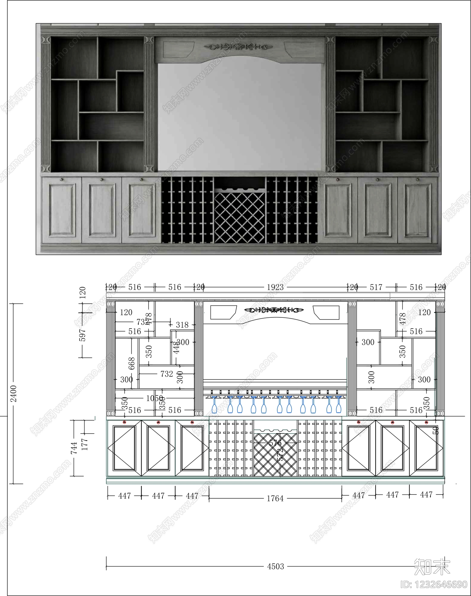 柜子cad施工图下载【ID:1232646690】
