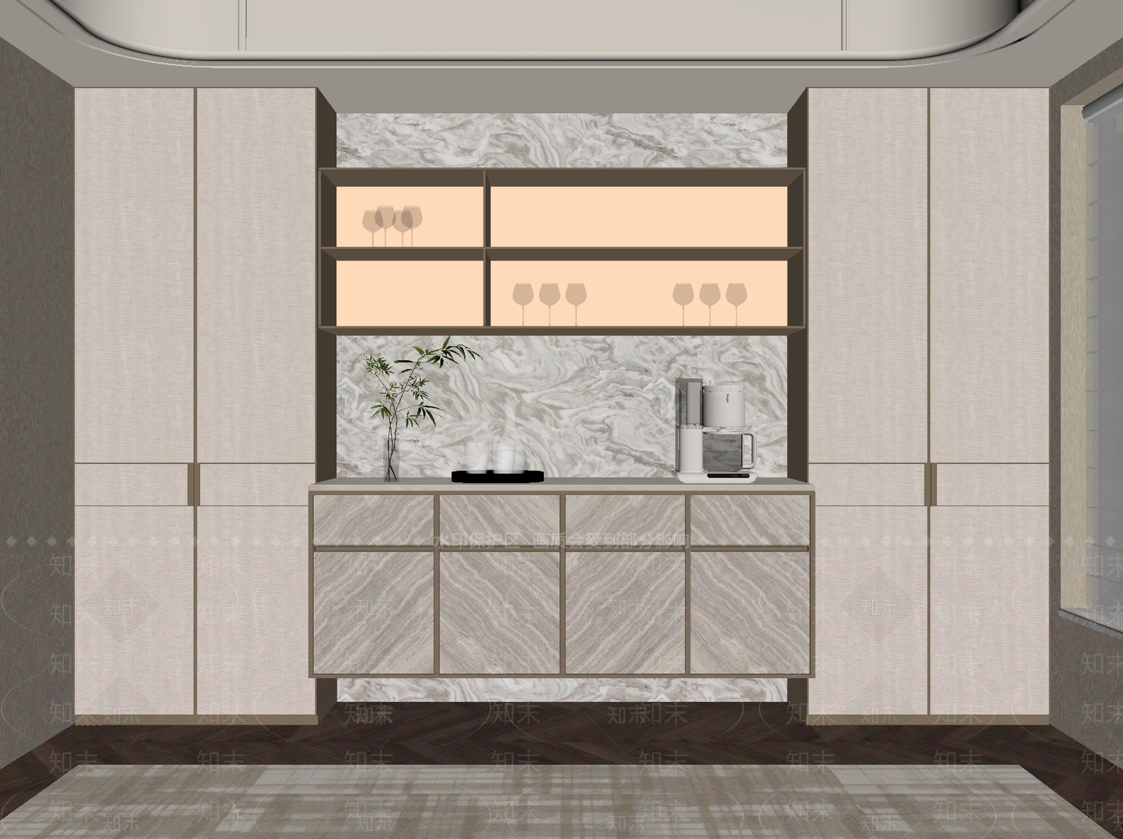 轻奢餐边柜SU模型下载【ID:1232646746】