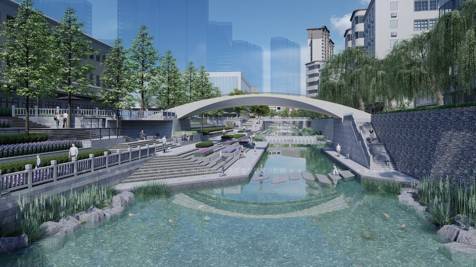 现代主义滨水景观SU模型下载【ID:1232656999】