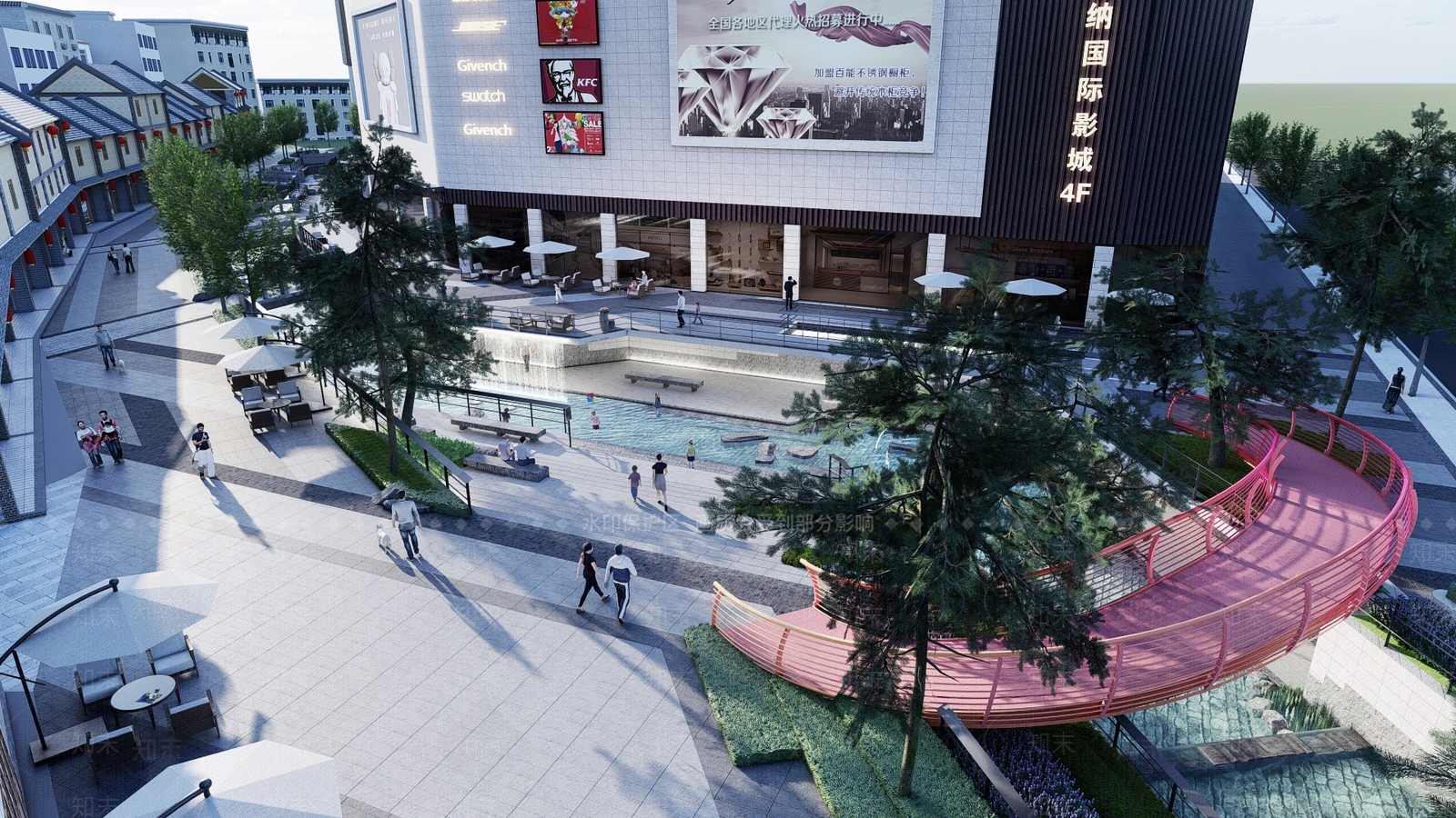 新中式景观商业综合体景观SU模型下载【ID:1232658131】