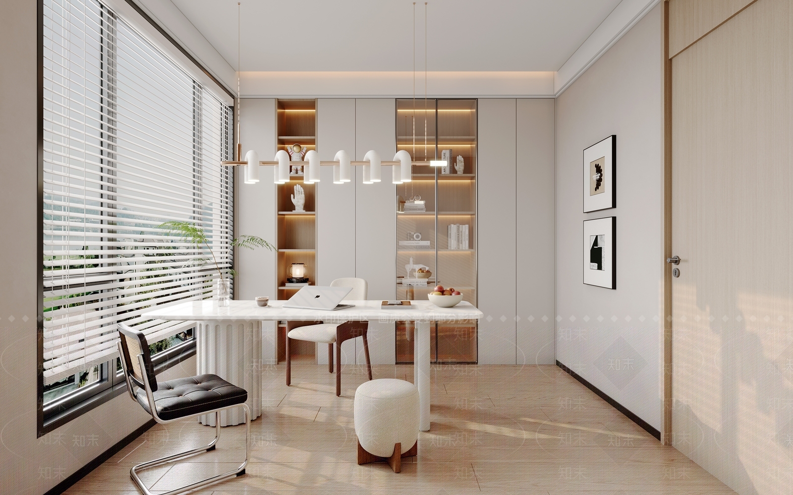 现代简约书房3D模型下载【ID:1232662857】
