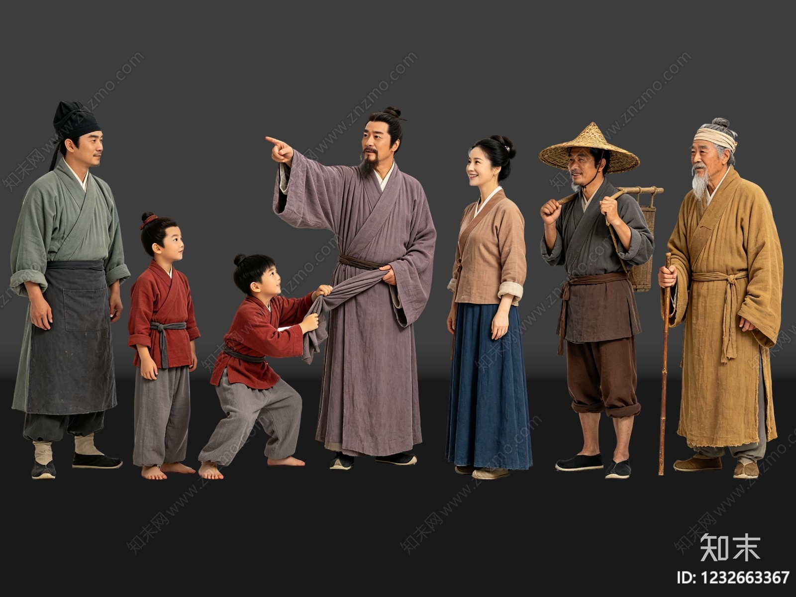中式多人SU模型下载【ID:1232663367】