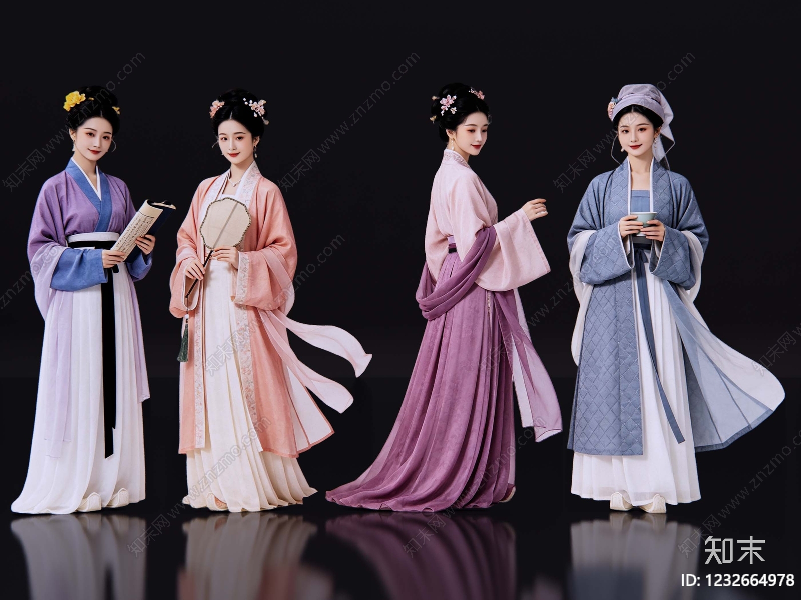 宋式美学多人SU模型下载【ID:1232664978】