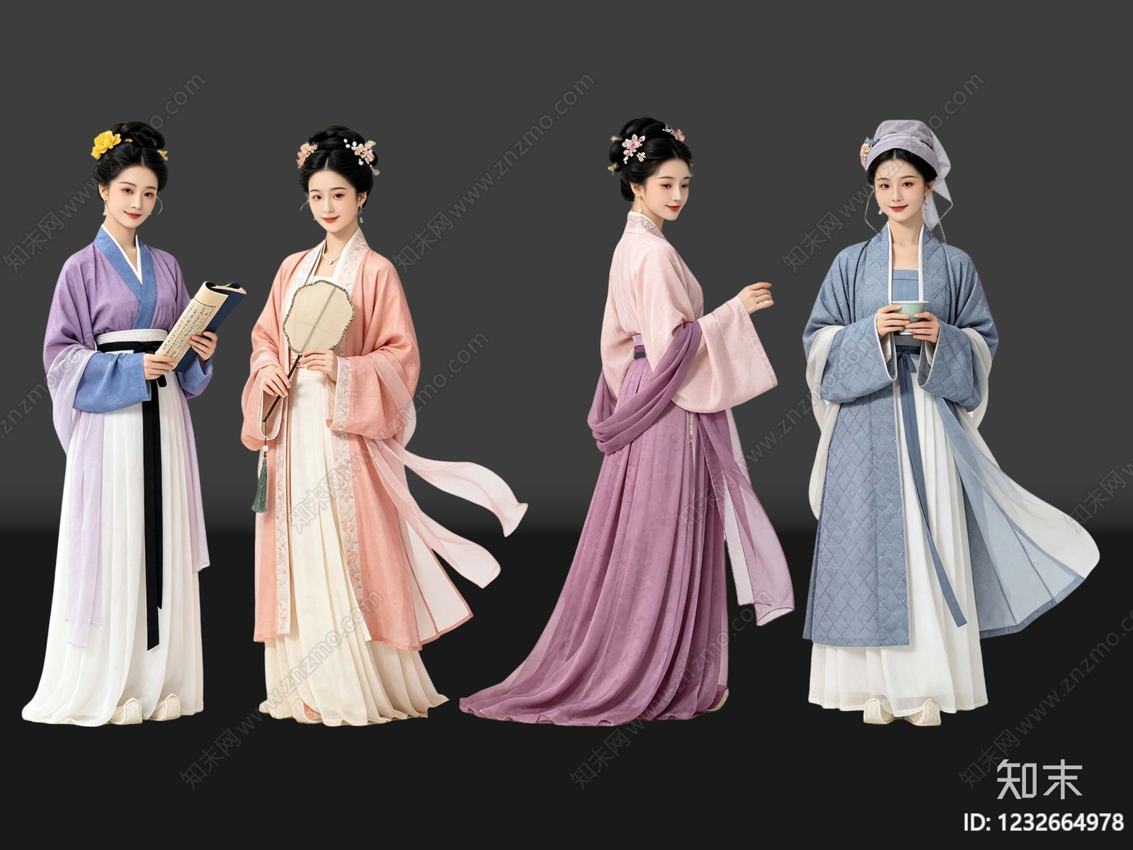 宋式美学多人SU模型下载【ID:1232664978】
