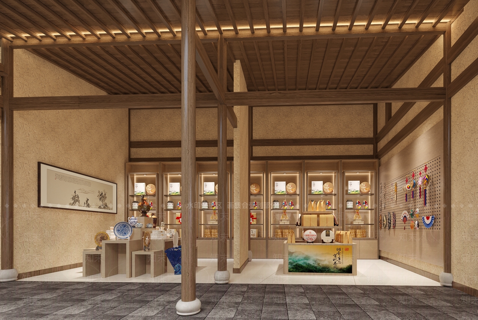 新中式茶叶店3D模型下载【ID:1232666734】