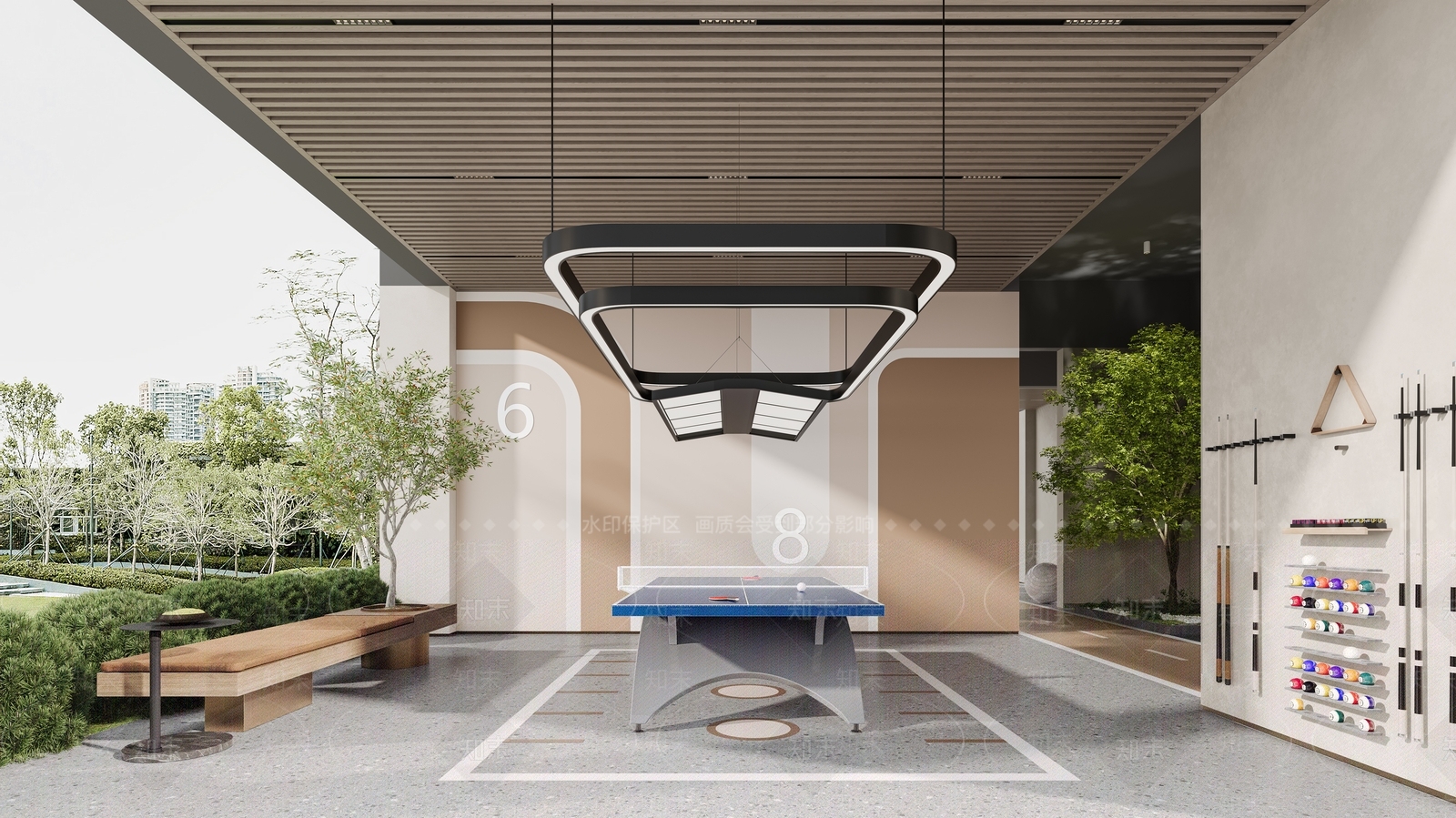 新中式活动中心3D模型下载【ID:1232667846】