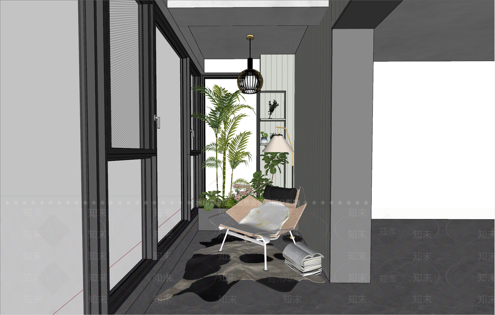 现代简约家居阳台SU模型下载【ID:1232668004】