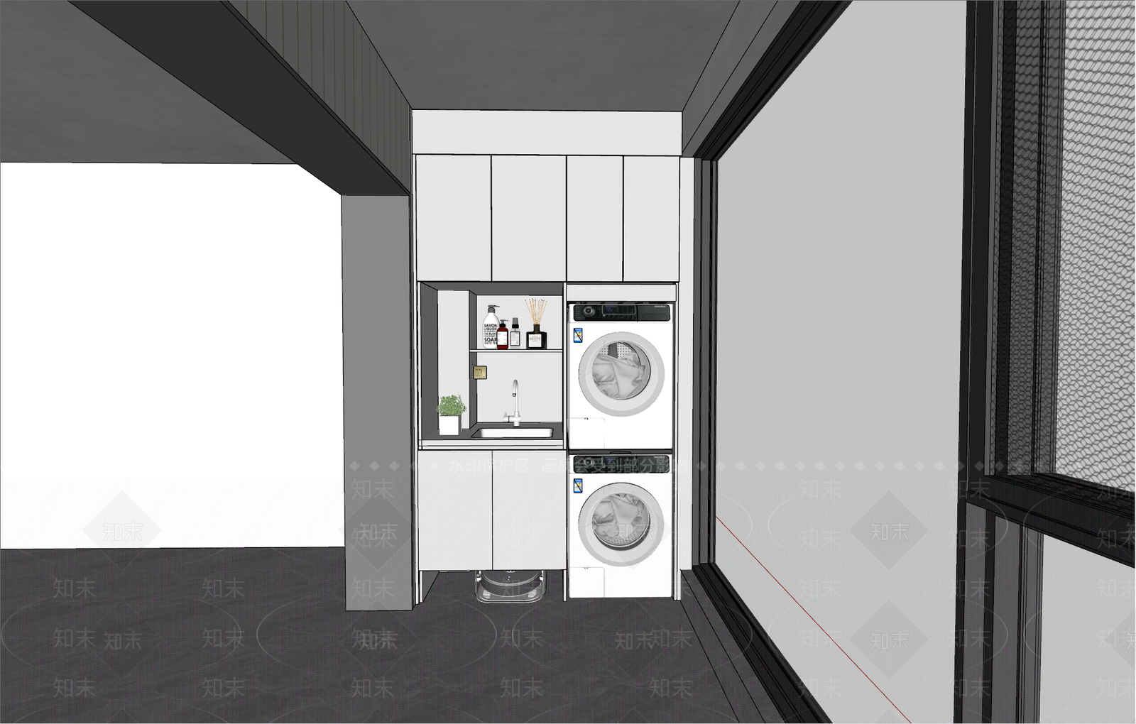 现代简约家居阳台SU模型下载【ID:1232668004】