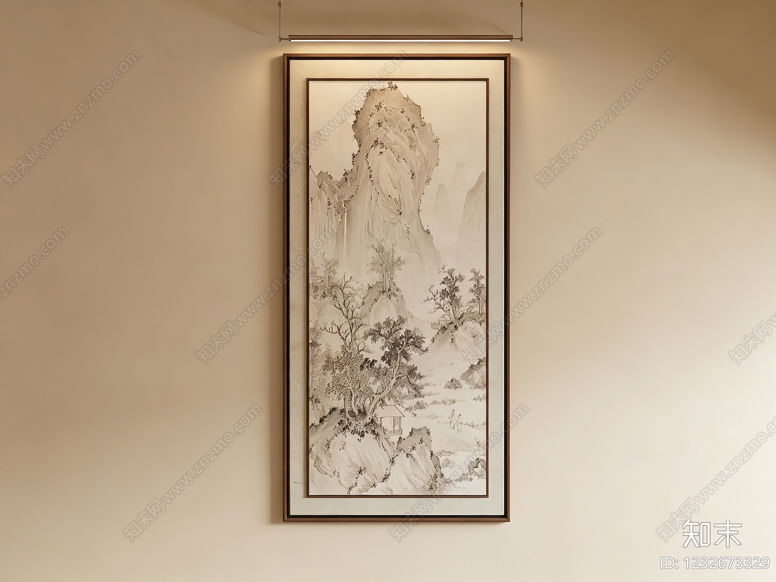 新中式山水画SU模型下载【ID:1232673329】