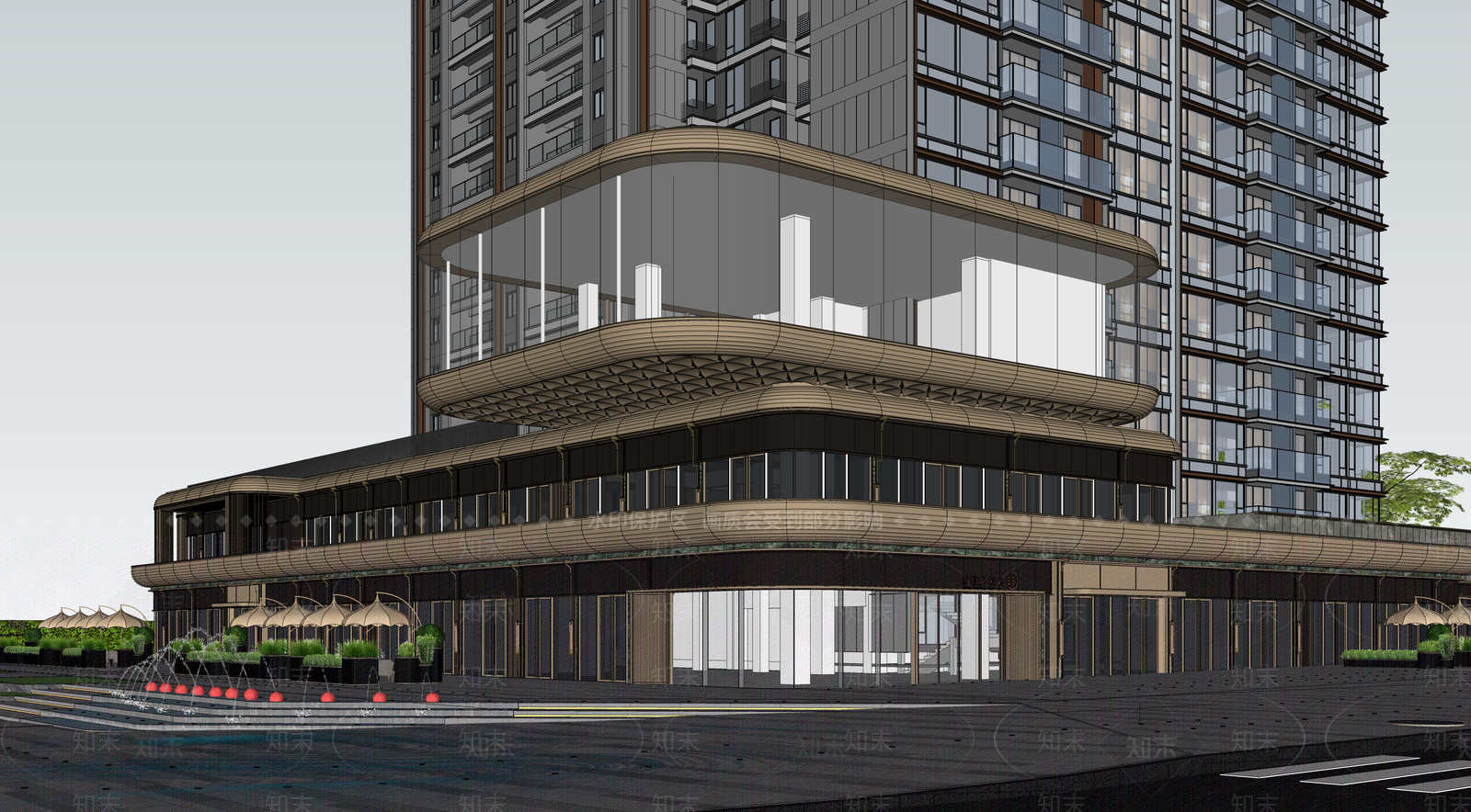 现代主义小区建筑SU模型下载【ID:1232676307】