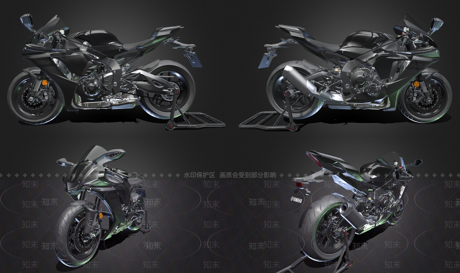 摩托车3D模型渲染效果图